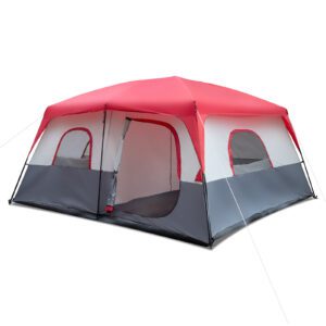 430*430*210cm Polyester Cloth Fiberglass Poles Can Accommodate 14 People Camping Tent Red And White - Image 2