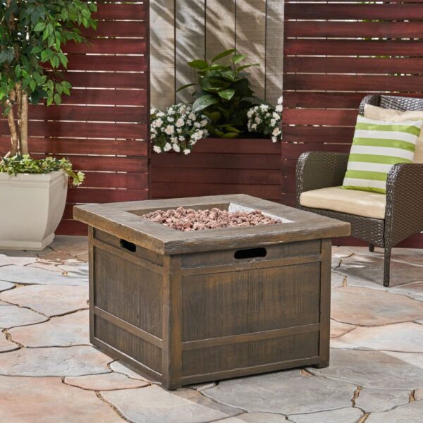 50,000 BTU Outdoor Lightweight Concrete Gas-Burning Fire Pit by 32", Brown - Image 3