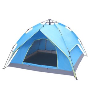 2-3 Person Double-Deck Tow-Door Hydraulic Automatic Tent Free Build Outdoor Tent Blue - Image 4