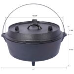 pre-Seasoned Cast Iron Dutch Oven With Skillet Lid, Outdoor Camping Deep Pot for Camping Fireplace Cooking BBQ Baking Campfire, Leg Base, 4.5 Quart
