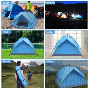 2-3 Person Double-Deck Tow-Door Hydraulic Automatic Tent Free Build Outdoor Tent Blue - Image 3
