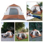 240*240*150cm Spring Quick Opening Four-Person Family Tent Camping Tent Brown