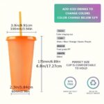10pcs Color Changing Reusable Cups With Lids And Straws - Perfect For Cold Drinks, Iced Coffee, And Parties - Essential Home Party Supplies For Every Occasion.
