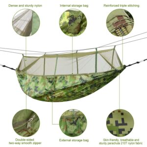 Camping Hammock, Portable Double Hammock with Net,600lbs Load 2 Persons Hammock w/Mosquito Net Outdoor Hiking Camping Hommock Portable Nylon Swing Hanging Bed w/ Strap Hook Carry Bag - Image 4