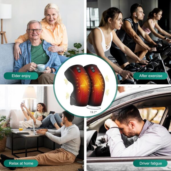 Heated Knee Massager with Vibration, Cordless Heating Pad for Knee Shoulder Elbow Stress Relief Deep Tissue, Knee Warmers Wrap, Heated Knee Pad for Men Women Elders - Image 3