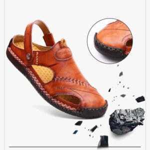 Summer Men's Casual Leather Sandals Slippers Switch Freely Cowhide Breathable Trend Luxury Outdoor Street Beach Shoes Black Brown - Image 3