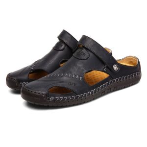 Summer Men's Casual Leather Sandals Slippers Switch Freely Cowhide Breathable Trend Luxury Outdoor Street Beach Shoes Black Brown - Image 5