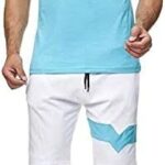 Men's Splicing 2 Piece Tracksuits Casual Short Sleeve Shirts and Shorts Suits