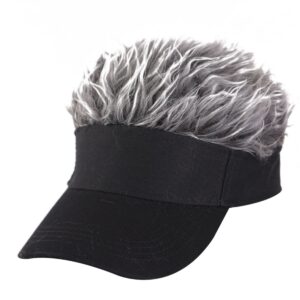 Novelty Hair Visor Cap with Peaked Wig Adjustable Baseball Hat with Hair - Image 7