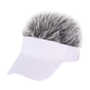 Novelty Hair Visor Cap with Peaked Wig Adjustable Baseball Hat with Hair - Image 3