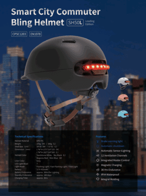 Cycling sports protection helmet. (Light sensing mode, phone answering, GPS navigation, brake warning lights, MP3 + light endurance of 6h, 2X1W stereo voice control