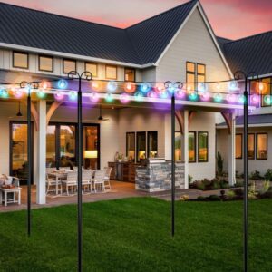 8/10 Feet 2 Pack Outdoor String Light Poles with Top Arc Hook and 5-Prong Base - Image 3