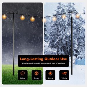 8/10 Feet 2 Pack Outdoor String Light Poles with Top Arc Hook and 5-Prong Base - Image 5