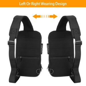 Men's Sling Backpack Waterproof Anti-theft Shoulder Crossbody Chest Bag Messenger Sling Bag Daypack with USB Charging Port - Image 8