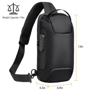 Men's Sling Backpack Waterproof Anti-theft Shoulder Crossbody Chest Bag Messenger Sling Bag Daypack with USB Charging Port - Image 7