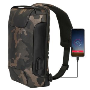 Men's Sling Backpack Waterproof Anti-theft Shoulder Crossbody Chest Bag Messenger Sling Bag Daypack with USB Charging Port - Image 5