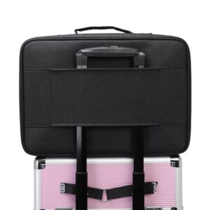 Large Makeup Bag Professional Travel Cosmetic Bag Makeup Organizer Case 16 inches Portable Artist Storage Brush Box with Adjustable Dividers and Strap for Makeup Accessories Black YF - Image 6