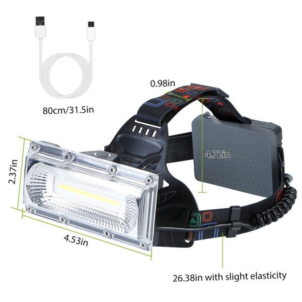 LED Work Headlamp 3 Lighting Modes Rechargeable Headlights IP65 Waterproof Rotatable Headlights For Cycling Hiking Rescuing Camping - Image 2