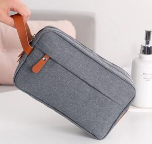 New business travel men's toiletry bag double-layer large capacity cosmetic bag solid color Oxford cloth storage bag portable (matte gray) - Image 3