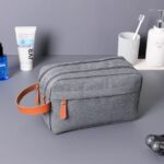 New business travel men's toiletry bag double-layer large capacity cosmetic bag solid color Oxford cloth storage bag portable (matte gray)