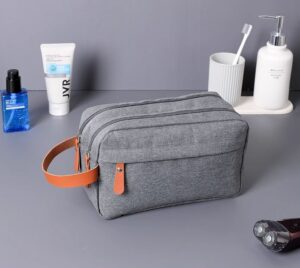 New business travel men's toiletry bag double-layer large capacity cosmetic bag solid color Oxford cloth storage bag portable (matte gray)