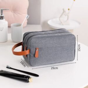 New business travel men's toiletry bag double-layer large capacity cosmetic bag solid color Oxford cloth storage bag portable (matte gray) - Image 10