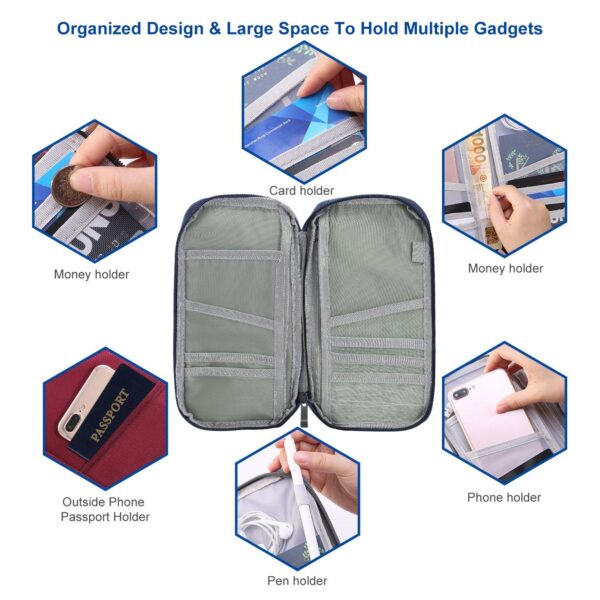 Travel Passport Wallet 12Cells Ticket ID Credit Card Holder Water Repellent Documents Phone Organizer - Image 7