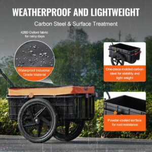 VEVOR Bike Cargo Trailer, 88 lbs Load Capacity, Heavy-Duty Bicycle Wagon Cart, Foldable Compact Storage with Universal Hitch, Waterproof Cover, 16" Wheels, Safe Reflectors, Fits 24"-28" Bike Wheels - Image 4