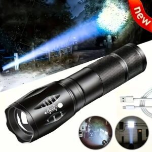 High Power LED Tactical Flashlight 5-Mode Light Zoom Waterproof Portable Torch For Camping Hiking Outdoor Hunting Aluminum Alloy Bright Tactical Flashlight LED 5 Modes Zoomable Searchlight Handheld - Image 7
