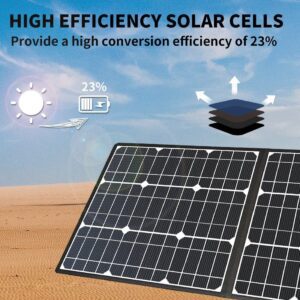 GOFORT 100W 18V Portable Solar Panel; Foldable Solar Charger with 5V USB; QC 3.0; DC Output; Compatible with Solar Generator Power Station Phones Laptops Tablet for Outdoor Camping RV - Image 11