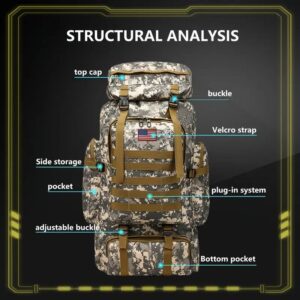21.13 Gallon Tactical Camo Backpack - Water-resistant, lightweight, high-capacity outdoor travel and hiking gear with adjustable shoulder straps, multiple compartments and padded shoulder straps - Image 4