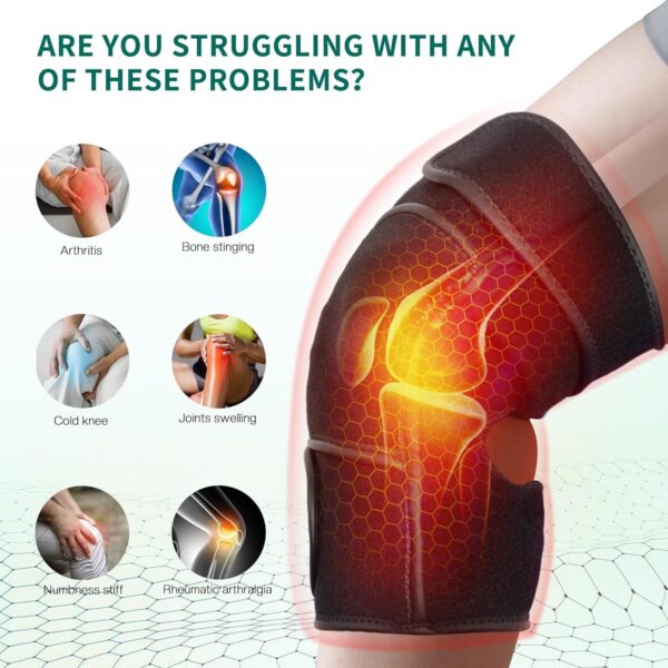 Heated Knee Massager with Vibration, Cordless Heating Pad for Knee Shoulder Elbow Stress Relief Deep Tissue, Knee Warmers Wrap, Heated Knee Pad for Men Women Elders - Image 2