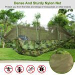 Camping Hammock, Portable Double Hammock with Net,600lbs Load 2 Persons Hammock w/Mosquito Net Outdoor Hiking Camping Hommock Portable Nylon Swing Hanging Bed w/ Strap Hook Carry Bag