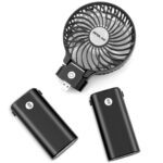 (ABC)10400mAh Battery Operated Fan, Portable Handheld Fan with 10-40 Hours Working Time,3 Setting, Strong Wind, Foldable Design Fan(Black)