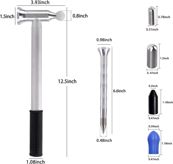 Car Dent Repair Hammer 25-piece set - Dent remover tool, paint-free stainless steel hammer bump repair body DIY high point for car body motorcycle refrigerator and ding hail dent removal - Image 2