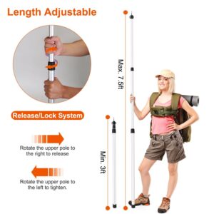 2Pcs Telescoping Tarp Poles Portable Aluminum Awning Poles 3ft to 7.5ft Adjustable Telescopic Tarp Tent Rods - Image 10